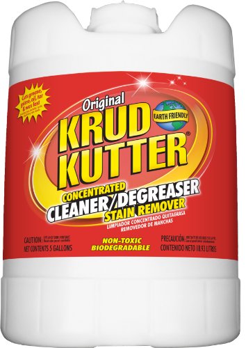 Krud Kutter Original Concentrated Cleaner Degreaser, 5 Gallon, Heavy Duty Multi Surface Cleaner for Grease, Oil and Tough Stains, Dilutable Formula for Commercial, Garage and Outdoor Use