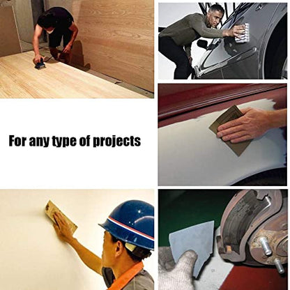 Annietfr 80 Grit 120 grit 220 Grit Assorted Grit Sandpapers for Wood Furniture Finishing, Metal Sanding and Automotive Polishing, 9 x 3.6 Inch Dry or Wet Sanding Sheets (15pcs)