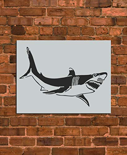 White Shark Stencil Template - Reusable Stencil - INNOVO Stencils - size: 12" x 12"