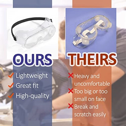 UNCO- Safety Goggles Over Glasses, Protective Goggles, Anti Fog, Work, Safety Glasses Over - color: Clear Adjustable, size: 1 Pack