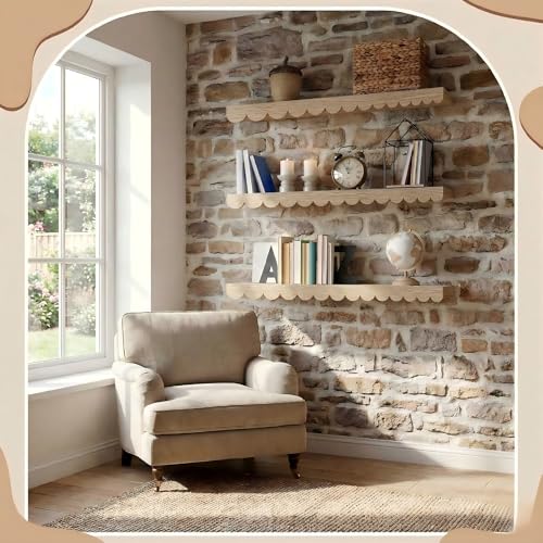 12pcs Scalloped Edge Decorative Wood Molding Unfinished Scalloped Decorative Wooden Trim 15.74 x 1.57 Inch Cute DIY Moulding Trims for Home Wall Cabinet Window Shelf Door Wall