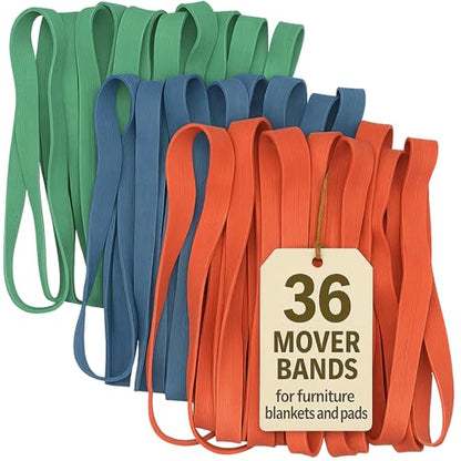 36 Pack Mover Blanket Rubber Bands - Extra Large Rubber Bands for Moving Blankets and Furniture - Variety of Sizes 26in, 30in & 42in - 36 Moving Bands Total - kitchentoolz - size: 36-Pack Variety