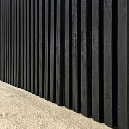 4-Pack Real Wood Slat Wall Panels, 3/4" x 5-1/2" x 94", Solid American Hardwood, The Millwork Outlet (Noir Black, 94") - color: Noir Black, size: 94"