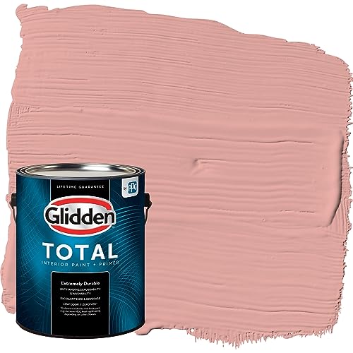 Glidden Total Interior Wall Paint & Primer All-in-One, Coral Cove/Pink, Flat, 1 Gallon - color: Coral Cove, size: 128 Fl Oz (Pack of 1)