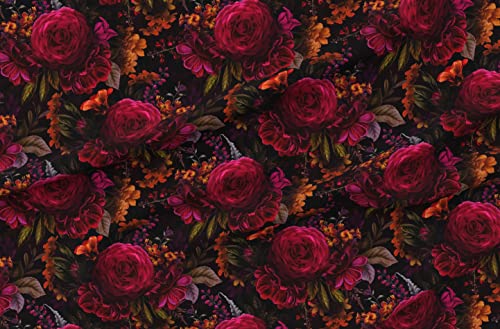 Spoonflower Fabric Moody Floral Gothic Flower on Upholstery Velvet - size: Fat Quarter