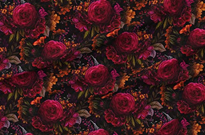 Spoonflower Fabric Moody Floral Gothic Flower on Upholstery Velvet - size: Fat Quarter