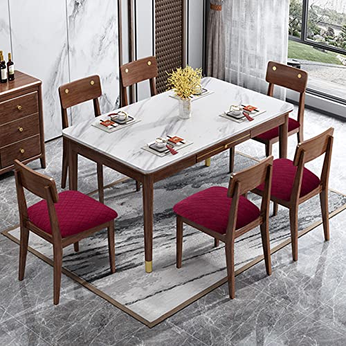 Genina Waterproof Seat Covers for Dining Room Chairs, Stretch Chair Covers Removable Washable Dinning Room Kitchen Chair Seat Cushion Slipcovers (Argyle-Wine Red, 4 PCS) - color: Argyle-wine Red, size: 4 PCS