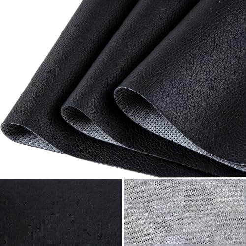 HGUAN Marine Vinyl Upholstery Faux Leather Sheets Fabric 54" X 72" Suitable for Furniture Sewing,Sofa Handmade DIY Projects (Black, 2 Yard) - color: Black, size: 2 YARD