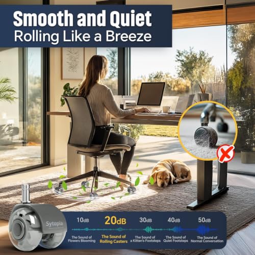 Office Chair Wheels 2" Desk Chair Caster Wheels Smooth Roller Style Quiet for Carpet and Hardwood Floors Universal Fit 11x22 mm Set of 5 Light Grey - color: Light Grey-Roller-2 Inch