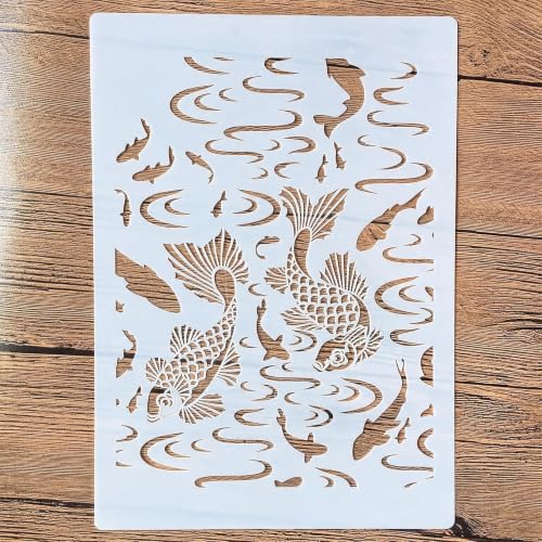 TIAMECH A4 Reusable Double Fish Stencil for Painting - style: Double Fish
