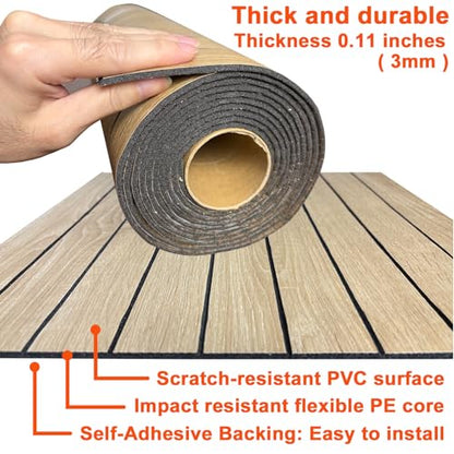 YU LI 3DH Peel and Stick PVC Slat Wall Panel 236"x15.75" Self-Adhesive Thick Faux Walnut Wood Grain Wallpaper Panel 3D Soundproof Wall Panels for Walls & Ceilings - color: Walnut, size: 15.8" x 236"
