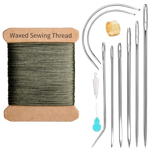 Waxed Thread 32 Yard 0.55mm Round Heavy Duty Leather Thread - color: Army Green