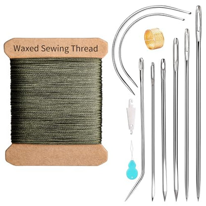 Waxed Thread 32 Yard 0.55mm Round Heavy Duty Leather Thread - color: Army Green