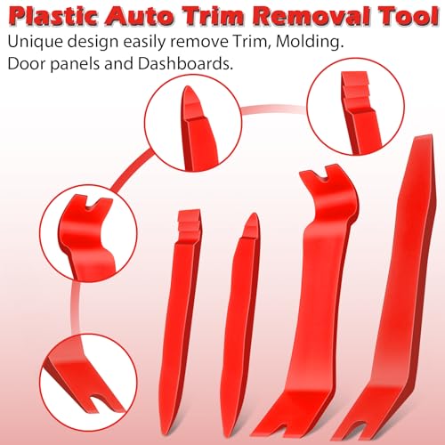 Doaho 7 Pcs Car Trim Removal Tool Kit - Red - color: Red-7 Pcs Trim Removal Tool Kit