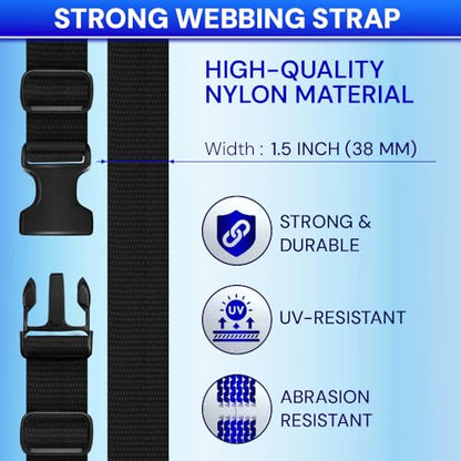 TECEUM 1.5" Nylon Strap Kit with Buckles, Black 6 yards Repair Set - color: Black, size: 1.5" - 6 yards, style: 6 Buckle - 12 Slides - 6 D-rind