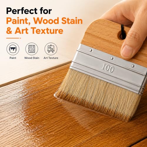 4 Inch Flat Paddle Paint Brush, Chalk Brush with Wooden Handle - size: 4 Inch Paddle Paint Brush