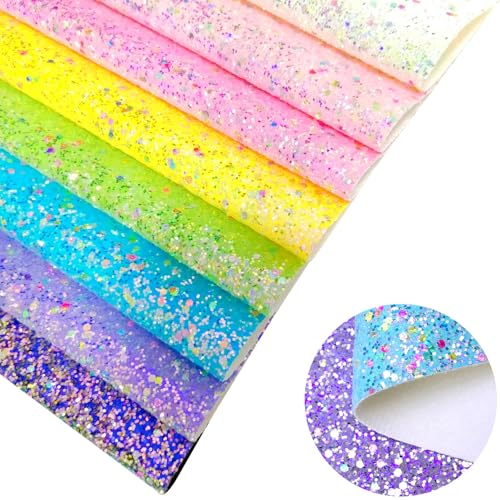 Chameleon Crystal Candy Color Chunky Glitter Fabric Sheets, Multicolor Faux Leather Material for Bows Crafts Earrings, 8 x 12 Inch (Crystal Candy) - color: Crystal Candy