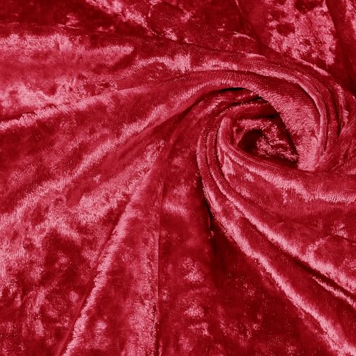 1 Yard 63" Wide Red Stretch Crushed Velvet Fabric - color: Red, size: 1 Yard