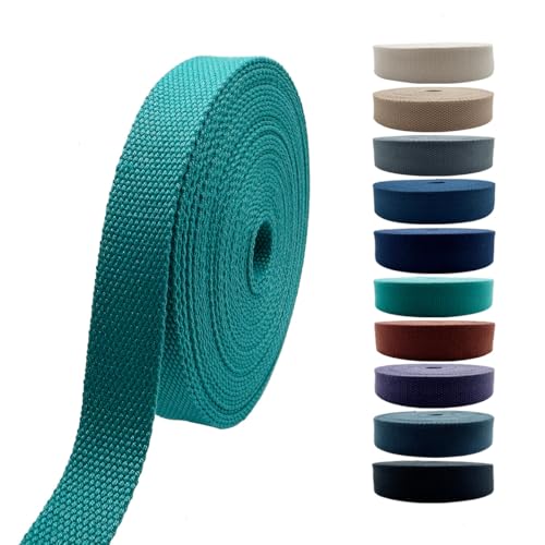 1 Inch Heavy Cotton Webbing 10 Yard Webbing Straps for Bags Handles,Tote Bag Webbing，Cloth Belt,Making Outdoor Supplies - color: Peacock Blue