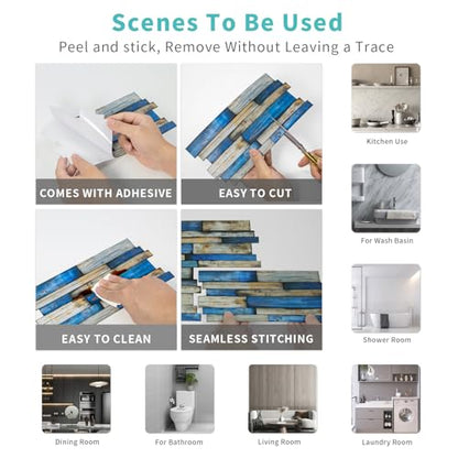 24pcs Peel and Stick Backsplash Tile Wall Stickers 9.68x4.72 inch - color: Hzw-xy-htp-107