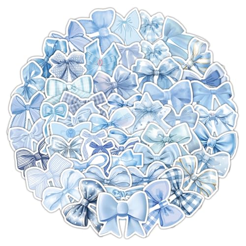 54Pcs Blue Bows Stickers Pack - Waterproof Stickers for Gifts,Scrapbooking,Laptop,Water Bottles,Skateboards,Mobile Phone SPKMMM - color: H