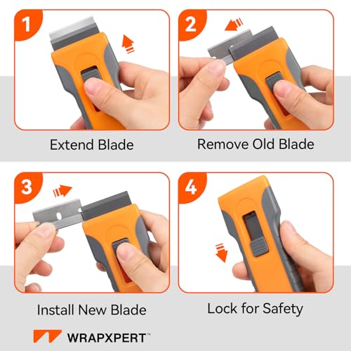 WRAPXPERT Wallpaper Tools, Smoothing Tool Kit for Peel and Stick Wallpaper/Contact Paper/Vinyl Backsplash Applying, with Squeegee Smoother, Seam Roller, Razor Scraper, Knife and Blades - color: T30