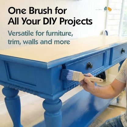 Chalky Chicks Blue Bird Chalk Paint Brush 2 inch Beveled Natural Bristles