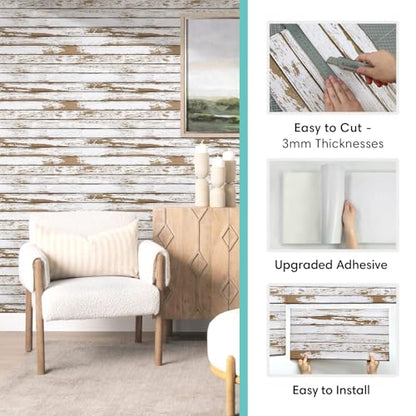 Commomy Faux Wood 3D Peel and Stick Wall Stickers,Thin Urltra PVC - 12 pcs - color: ‎‎Large Wood-A