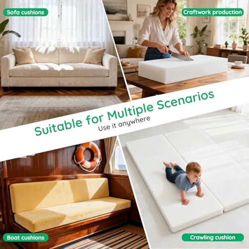 High-Density Upholstery Foam Padding (5" x 24" x 24")，Memory Foam for Couch Seat Cushion Replacement, Chair Foam, Square Padding for Seats - size: 5x24x24