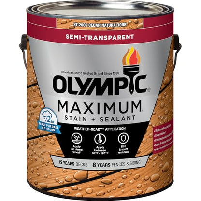 Olympic Maximum 1 gal Cedar Naturaltone Wood Stain & Sealer - color: Cedar, size: 1 Gallon, style: Semi-Transparent