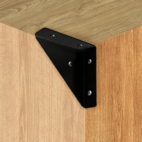 10Pcs Triangle Corner Braces Brackets, 65mm Heavy Duty Large Metal Corner Bracket Support, Universal Black Angle Corner Connectors for Home Furniture Cabinet Bed Table Chair Bookshelf