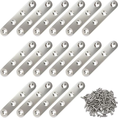 16 Pack 3 Inch Stainless Steel Straight Flat Brace Mending Plates - size: 16 Pcs/ 3” x 0.63”