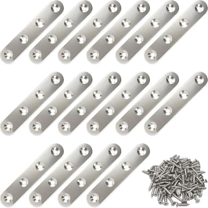 16 Pack 3 Inch Stainless Steel Straight Flat Brace Mending Plates - size: 16 Pcs/ 3” x 0.63”
