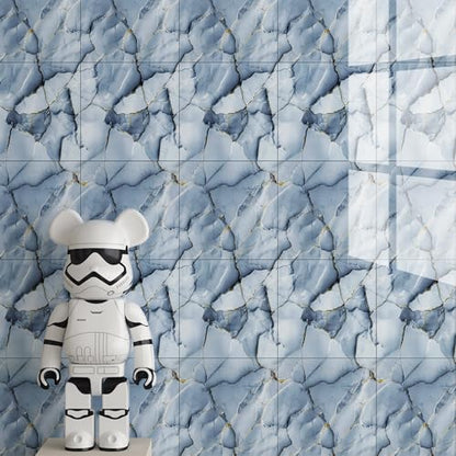 20pcs Blue Marble Peel and Stick Shower Wall Panels 11.8"x11.8" - color: Slate blue
