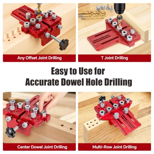 Dowel Jig Kit w/Position Stop & Clamp for Multi-Joint Straight Holes