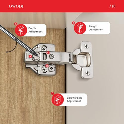 Full Overlay Cabinet Hinges 35mm Soft Close for Frameless Cabinets 10 Pack