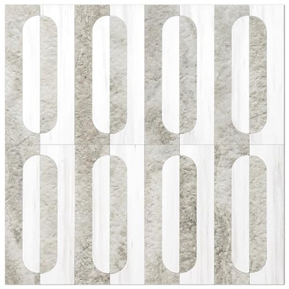 STICKGOO Peel and Stick Backsplash Tiles, 12 x 12 in, Marble/Beige - color: Dolomite White + Beige Slate