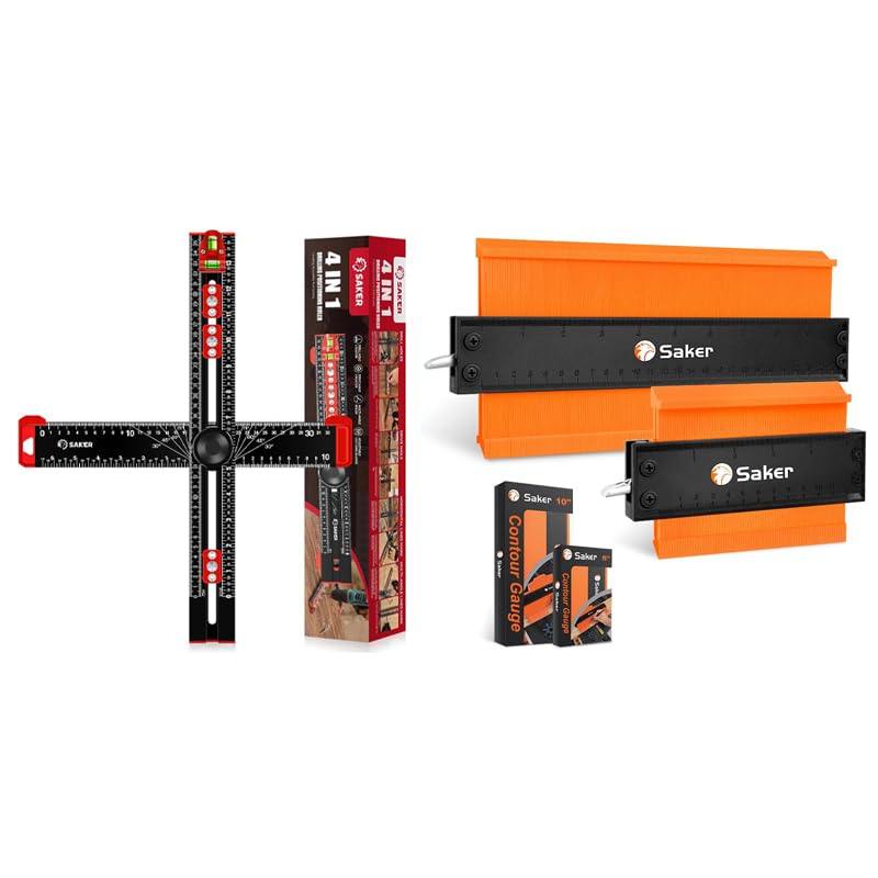 Saker Contour Gauge Duplication 10inch + 5 inch and Saker 4-in-1 Drilling Positioning Ruler