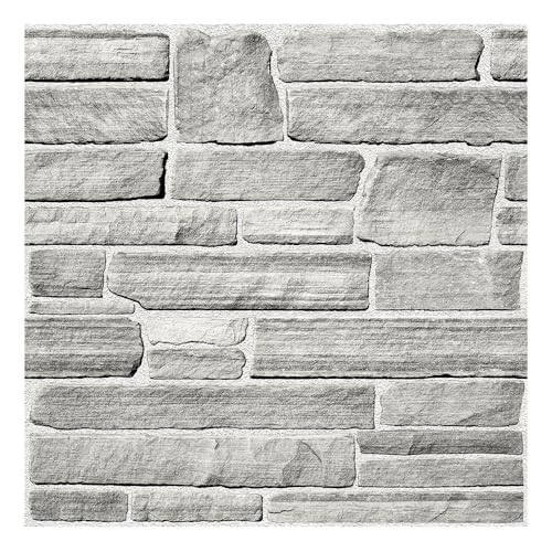COMSTICKC 3D Faux Stone Wall Panels Peel and Stick, 10 Pcs 11.8" x 11.8" - color: Gray