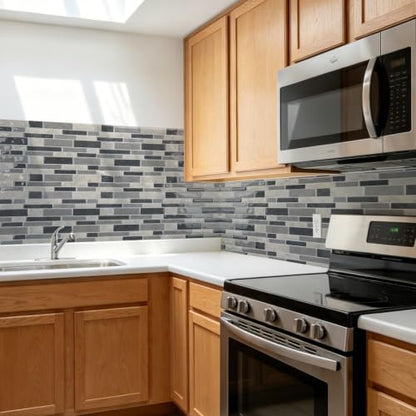Art3d Linear Subway Design Tile Peel and Stick Backsplash, 20-Sheet, Gray - color: Gray