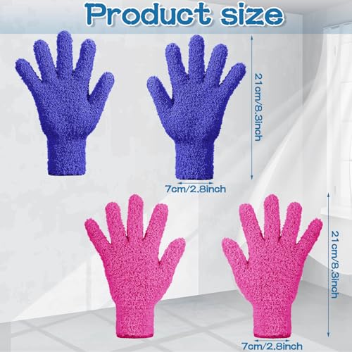 Potchen 6 Pcs Microfiber Dusting Mitt Glove for Plant - color: Purple, Rose Red