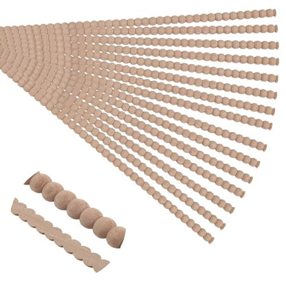 Soengsau 15-Pack 15.75" Unfinished Wood Beaded Trim - Easy to Paint, Cute Decorative Molding DIY Craft for Furniture Frame, Mirror Edge, Wall, Door, Closet, Dresser, Shelf - size: 0.43" (11mm)