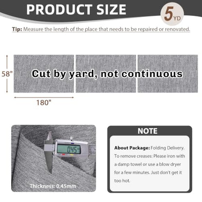 600D Outdoor Upholstery Fabric 58” W Waterproof Canvas Fabric by The Yard - color: Light Grey, size: 5 yard pre cut