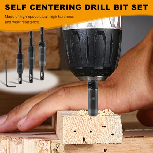 3-Piece Self Centering Drill Bit Set, Ultra-Hard Steel VIX Bit with Hex Key
