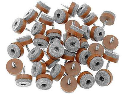 ALIMITOPIA 40pcs Screw-on Furniture Felt Pad Chair Glide Slider Hardwood Floor Protector for Wooden Leg Feet of Chair Table Furniture(Φ20mm or 0.8";Brown) - size: 20mm(Brown)