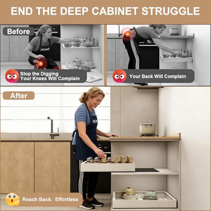 Fokyfok Pull out Cabinet Organizer,11"-17"W,25"-32"D,Expandable,Adhesive - color: White, size: (11"W-17"W)X(25"D-32"D)