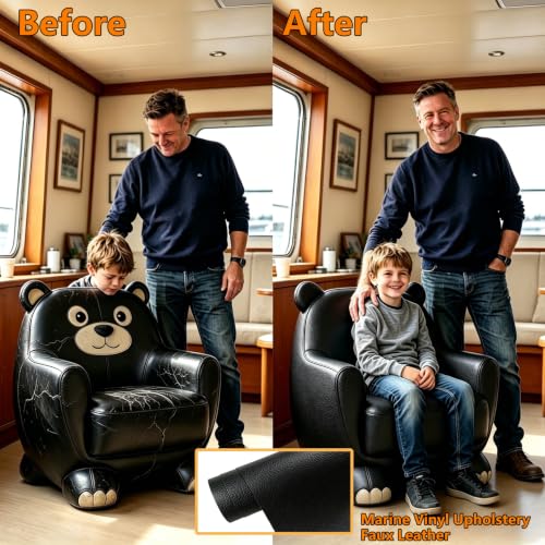 CDY Marine Vinyl Upholstery Fabric: 54"x72" Soft Grain Faux Leather Durable - color: Black, size: 2Yard（54"x72"）
