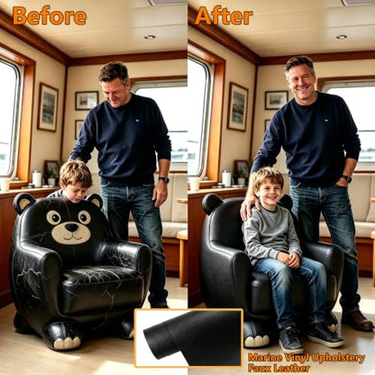CDY Marine Vinyl Upholstery Fabric: 54"x72" Soft Grain Faux Leather Durable - color: Black, size: 2Yard（54"x72"）