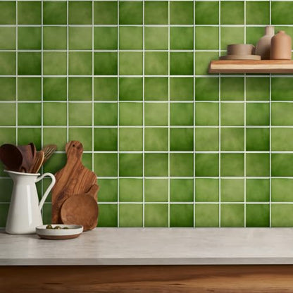 Commomy Matte 3D Peel and Stick Tile 10 Pcs 11.8"x11.8",Green - color: Green Ceramic