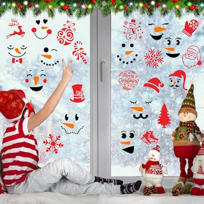 Augshy 56 Pack Christmas Snowman Face Stencils, Reusable 3 Inch - style: Snowman